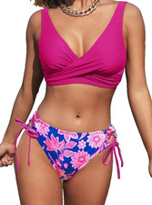 Womens Ladies Bikini Set Size M UK 12 Underwired Padded Top Side Tie Brief