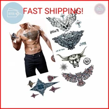 Large Tattoos Fake Temporary Body Art Stickers for Men Women Teens, VIWIEU 3D Re