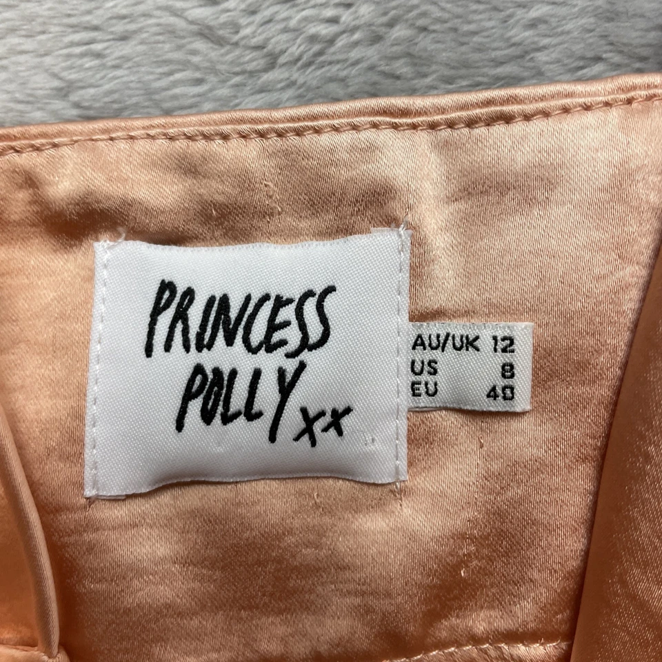 Mini Vestido Princesa Polly Fiery Feelings Satinado Para Mujer 8 Melocotón Cortina Cuello Sin Mangas Foto 4 de 4