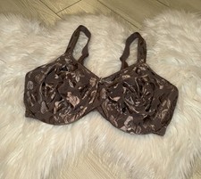 Wacoal 85567 Awareness Full Figure Seamless Underwire Bra Lace Floral 38DD Brown