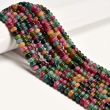 Multi Color Tourmaline Color Dyed Jade Smooth Rondelle Beads 5x8mm 15.5'' Strand