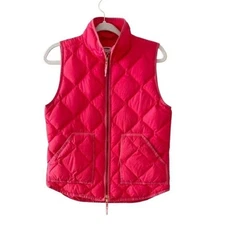 J Crew Outdoor Down Vest Size Small Full Zip Hot Pink Quilted Puffer