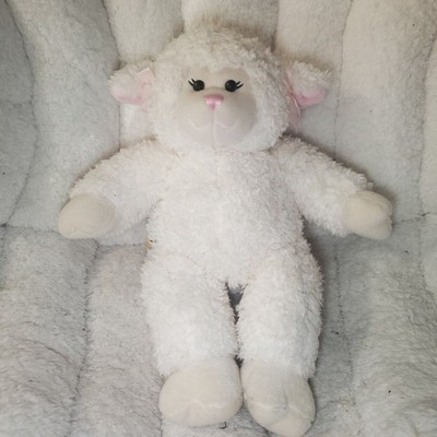 Rare Build A Bear Retired Pink Bow Vanilla Swirl Lamb Sheep Stuffed Animal