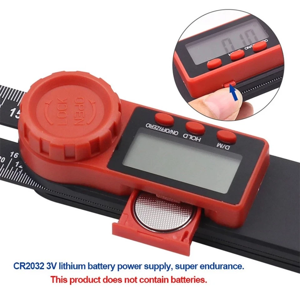 For Woodworking Goniometer Angle Finder LCD T Bevel Gauge 180mm/6 Inches - Image 3 of 4