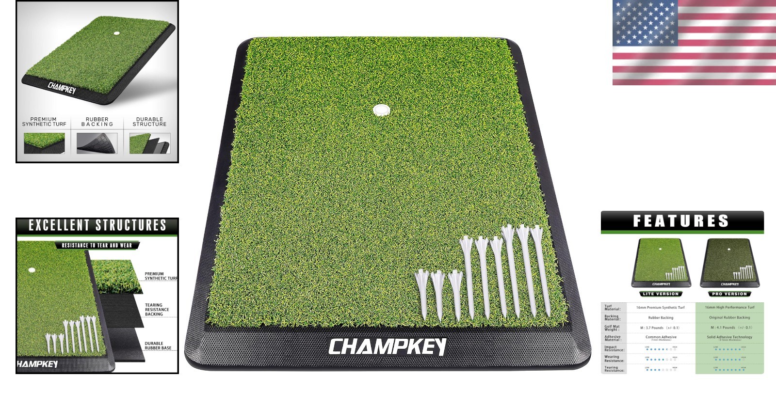 Golf Hitting Mat | Synthetic Turf with Rubber Base - 13