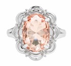 LAB CREATED 6.25 Cts MORGANITE & DIAMOND RING .925 Sterling Silver - NWT — photo 2