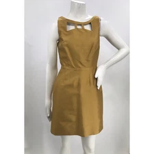 Maeve Anthropologie Gold Cut Out Sleeveless Mini Sheath Dress Size 2