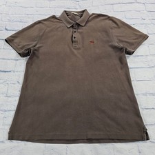 Burberry Brit Polo Shirt Mens XXL Brown Short Sleeve Embroidered Knight Pique