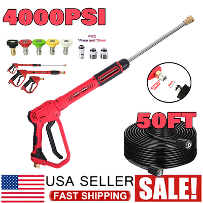 #ad Pressure Washer Gun and 50FT Hose Kit with 3 8quot; Connect M22 Fitting 5 Nozzle $41.88