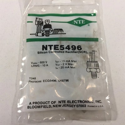 (1) NTE5496 Silicon Controlled Rectifier (SCR) 10 Amp, TO48