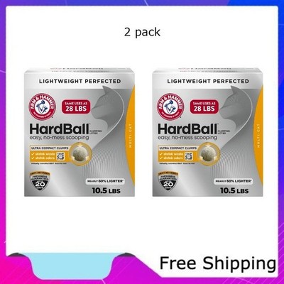 ARM & HAMMER HardBall Lightweight Cat Litter, Multi-Cat No-Mess Scoopable,2 pack