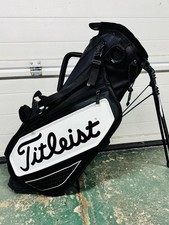 Used Titleist Premium Stand Bag Black White Divider Leather Crosshatch Rare