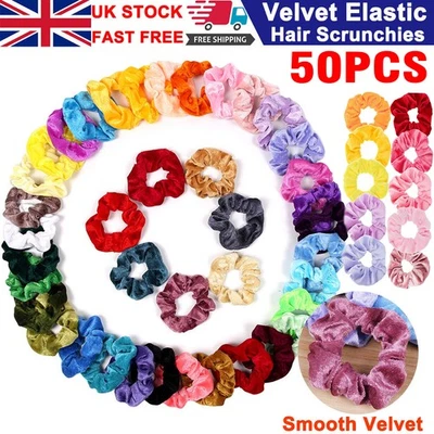 NONBRANDED UK 50 Pcs Elastic Velvet Hair Scrunchies Scrunchy Bobble Bands Women Ties Holder