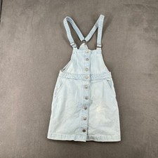 American Eagle Light Wash Denim Button Front Overall Pinafore Dress XS 5902