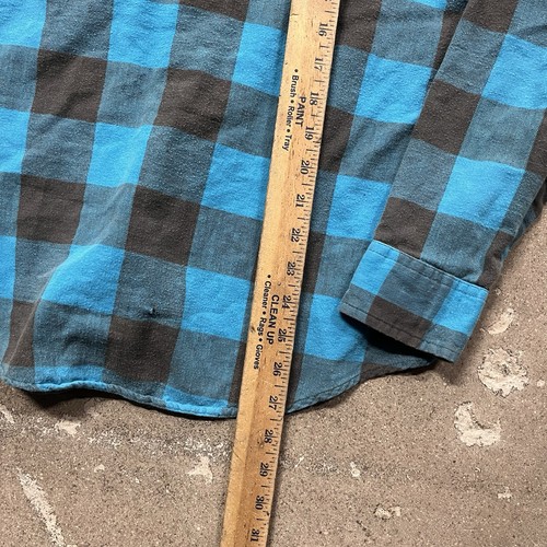 Vintage 90s Blue Black Plaid Cotton Flannel Made in USA Button Down Nice! Large, Size L, $31.45 - Photo 4