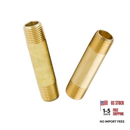 Brass Pipe Fitting, Long Nipple, 1/4" NPT Male x 1/4" NPT Male, 2 1/4ร2"1/2