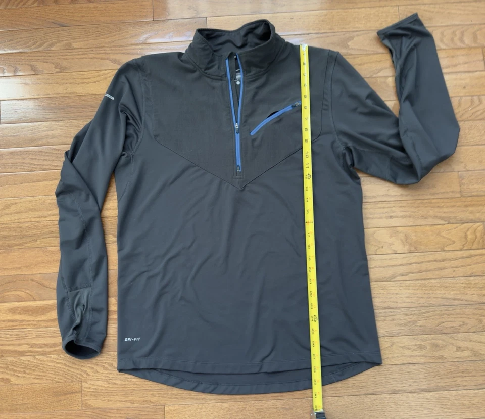 Nike Running Dri-Fit Camisa Para Mujer Grande Gris Agujero para el Pulgar 1/4 Cremallera Bolsillo Gimnasio Foto 4 de 4