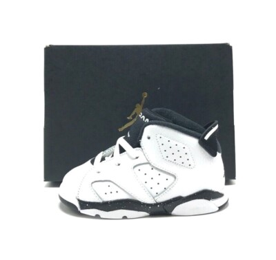 *NEW* TODDLER BABY NIKE AIR JORDAN 6 RETRO (TD) WHITE/OREO BLACK (DV3606 112)