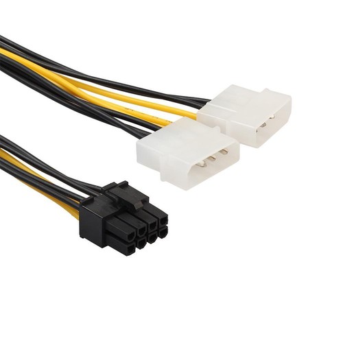 18cm 8(6+2) Pin to Dual 4 Pin Graphics Video Card Power Cord Adapter Cable - Afbeelding 3 van 3