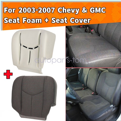 Fits GMC Sierra 2003-07 Driver Side Bottom Cloth Seat Cover & Foam Cushion Gray - Picture 2 of 22