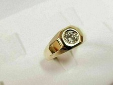 14K Yellow Gold Over Mens 1.00CT Round  Lab-Created Diamond Solitaire Pinky Ring