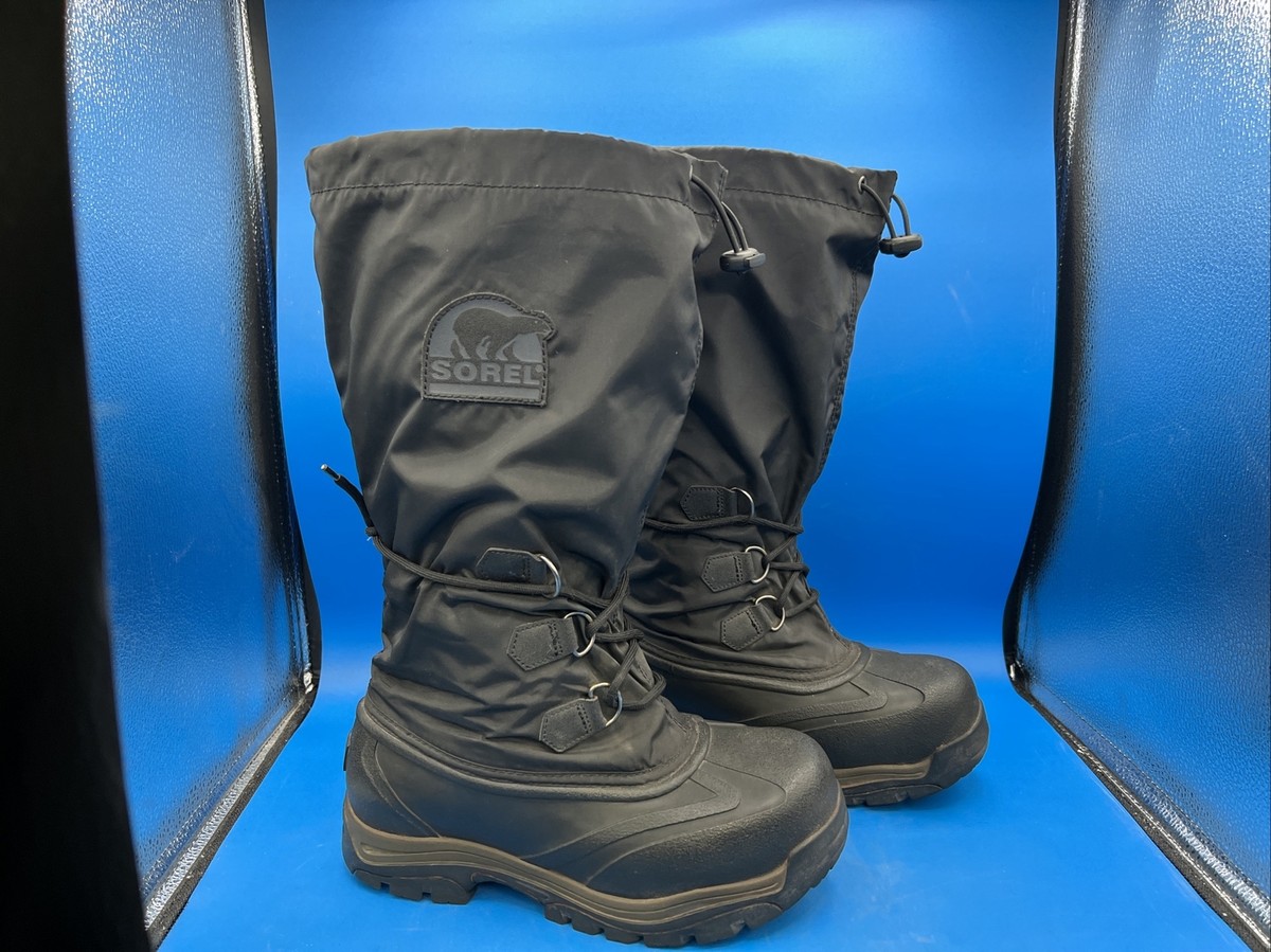 SOREL SNOWLION Black Nylon Rubber Insulated Winter Snow