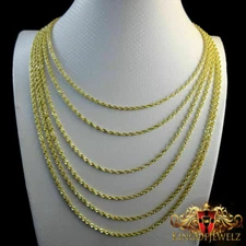 MEN'S WOMEN'S REAL 10K YELLOW GOLD HOLLOW ROPE CHAIN NECKLACE 2.5 MM 16~24" INCH