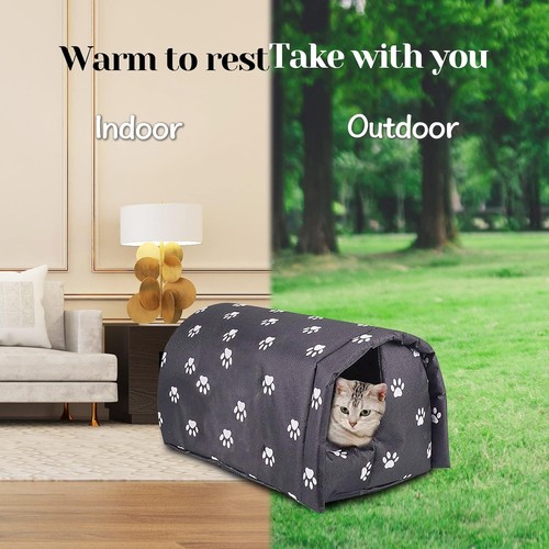 H&E Stray Cats Shelter, Waterproof Outdoor Cat House Foldable Warm Pet Cave - Picture 12 of 28
