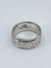 I am enough ring band flower engraved polished silver tone size 9.5 lightweight
