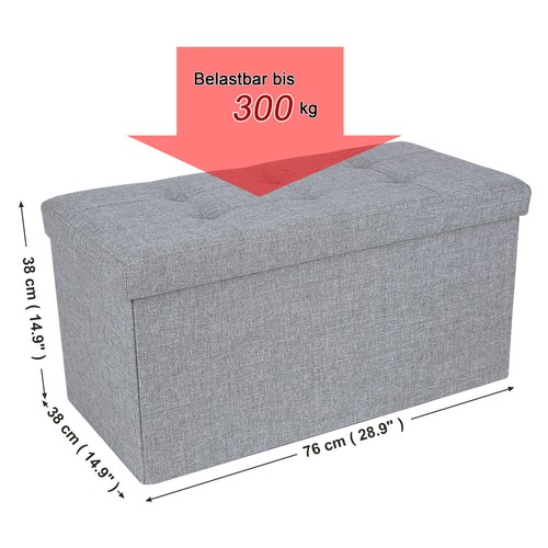 SONGMICS Sitzbank Faltbarer Sitzhocker Aufbewahrungsbox Sitzwürfel Truhe Ottoman - Bild 5 von 37