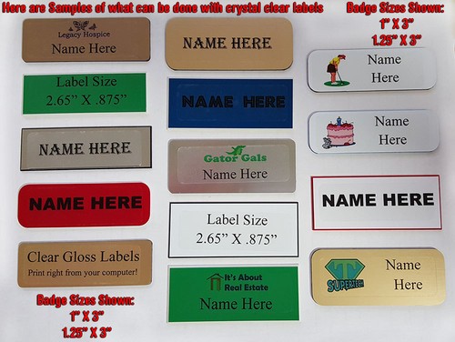 100 KIT BADGE NOME ARGENTO BIANCO 1 1/4 X 3 (A) ETICHETTE MAGNETI SMUSSATI ETICHETTE TRASPARENTI - Foto 5 di 7