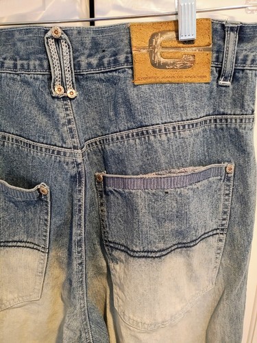 VTG Cybertek Jeans Baggy Blue 32x32 Skater Grunge Wide Embroidered Y2K Patchwork - Picture 7 of 7
