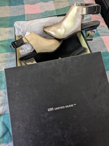 United Nude LEV Tek Mule Leather Boot Gold Mirror EU37 - Picture 3 of 4