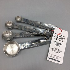 4pc All Clad Stainless Steel Measuring Spoon Set Standard 1 TBS 1 1/2  1/4 Tsp