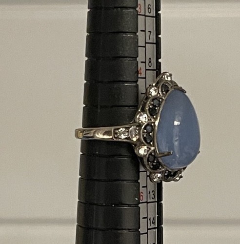 Jade Of Yesteryear Sterling Silver Ring Size 5 - Picture 5 of 7