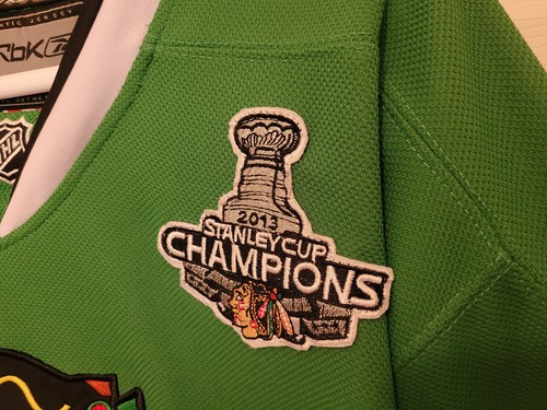 NHL Reebok CCM Chicago Blackhawks Jersey St. Patricks Day Hossa Size 48 NICE - Picture 4 of 16