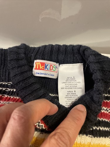 Vintage Mckids McDonalds Sweater Stripe Child's Red Blue - Picture 5 of 6