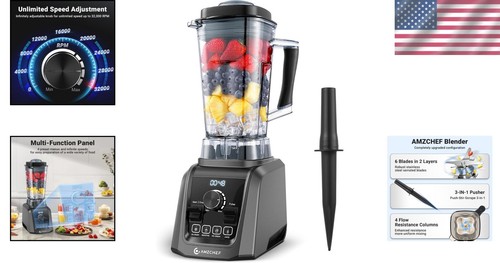 Versatile Grey Smoothie Blender - Infinite Speed, 5 Functions, & 68oz Size - Picture 2 of 10