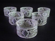 - Set of 6 Vintage Napkin Rings - Silver Wire - Silver or Silver Plated