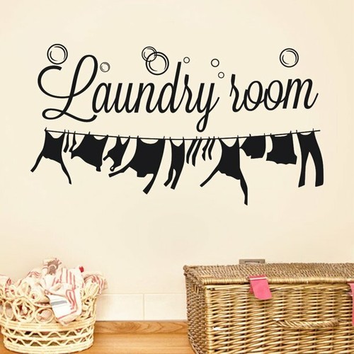 LAUNDRY ROOM HANGING CLOTHES Home Wall Art Decal Quote Words Decor Sticker