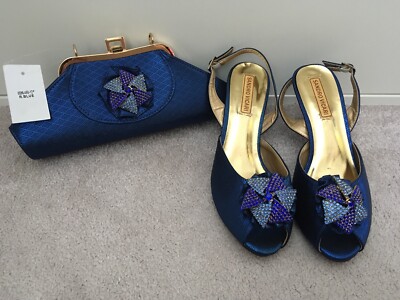 Vintage Blue Metallic Sandro Vicari Heels and Matching Clutch Bag