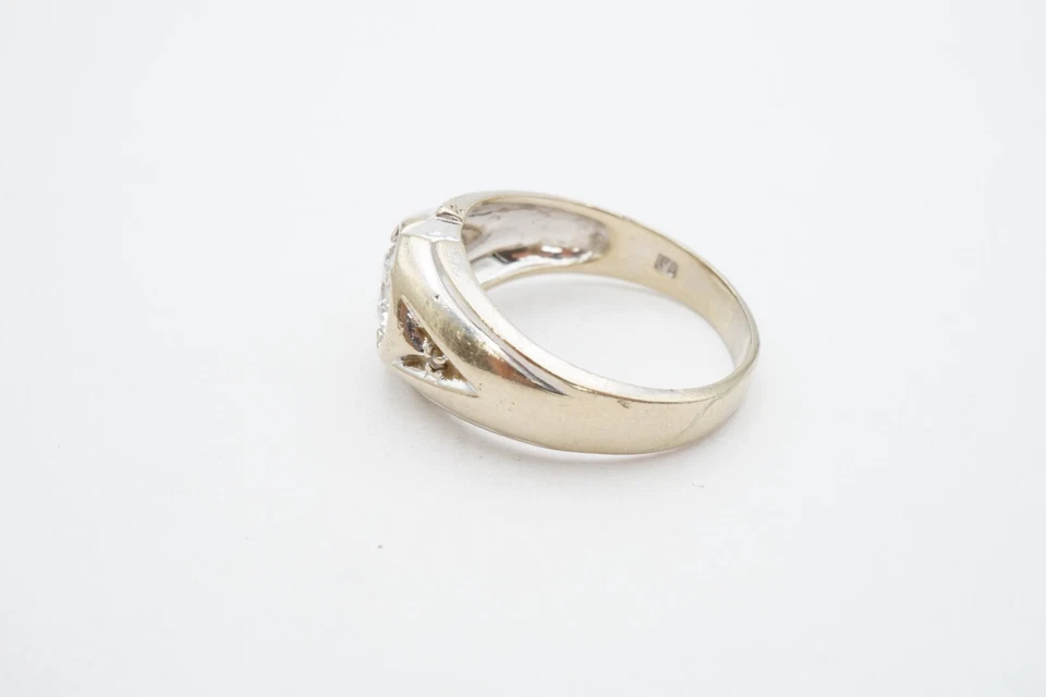 Anel masculino de ouro branco 14k com zircônia cúbica tamanho 12,25 - Imagem 3 de 4