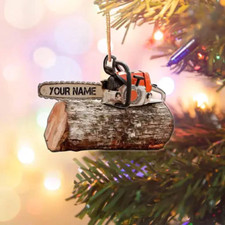 Customized Arborist Supplies Hanging Ornament, Arborist Chainsaw Christmas Ornam