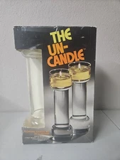 The Un-Candle By Pyrex 2 Candle Set Vintage Burns Oil Floating 9"