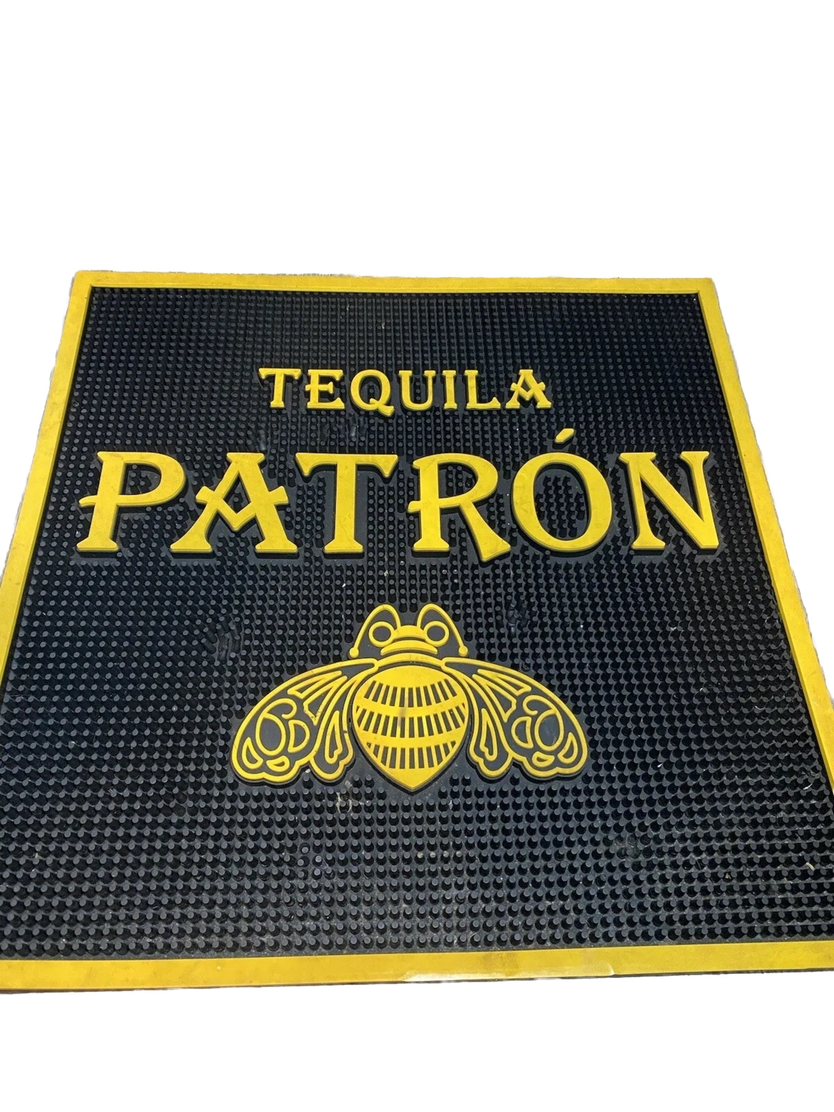 Tequila Patron Rubber Wait Station Bar Spill Mat Yellow & Black 17