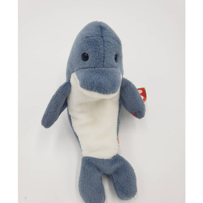Rare Ty Beanie Baby Echo the Dolphin w/Waves Tag - ERRORS - PVC...NEW 7''