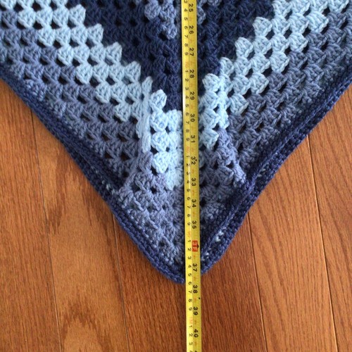 Handmade Knit Crochet Woman's One Size V-Neck Poncho Shades Of Blue - Picture 6 of 6