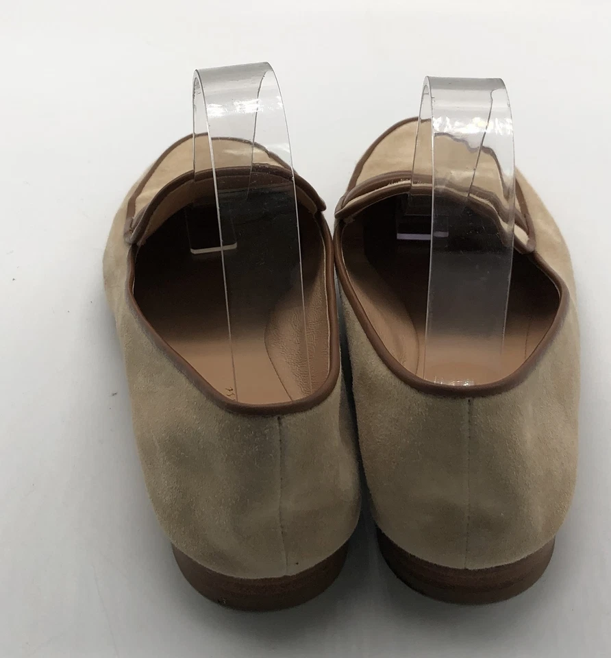 Mocasín plano de gamuza blanco roto Gianvito Rossi con ribete de cuero marrón talla 37 Foto 4 de 4