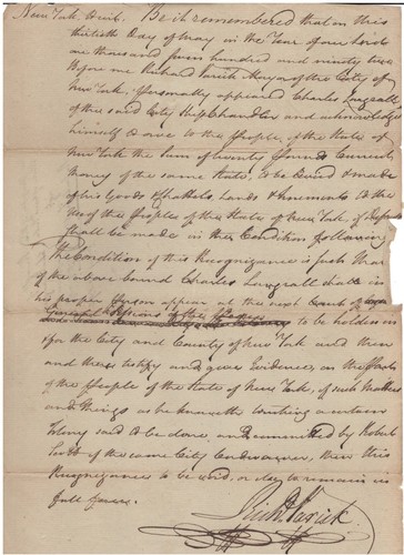 Handwritten Document Signed by Richard Varick in 1792 w/ COA