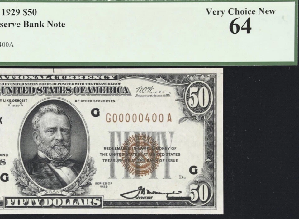 1929 $50 🇺🇸 Unique (( FRBN Brown Seal )) CHICAGO Very Low Serial Number GEM - Image 3 of 4